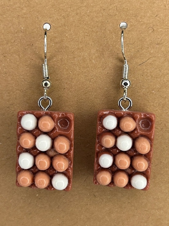 Fashion Jewelry Jewelry - Handmade Brown & White Chicken Egg Drop Earrings - Women Jewelry Fashion Jewelry